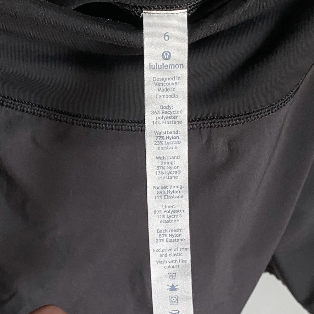 Lululemon Black Run Times Shorts Low Waisted 4” Inseam ( size 6 ) - Picture 4 of 7